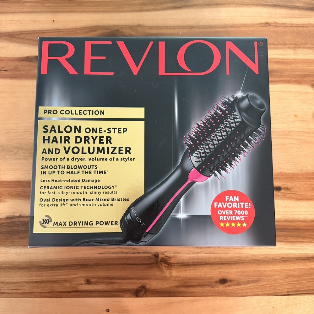 Revlon Pro Collection One Step Hair Dryer & Volumizer Brush Black/Pink Brand-New